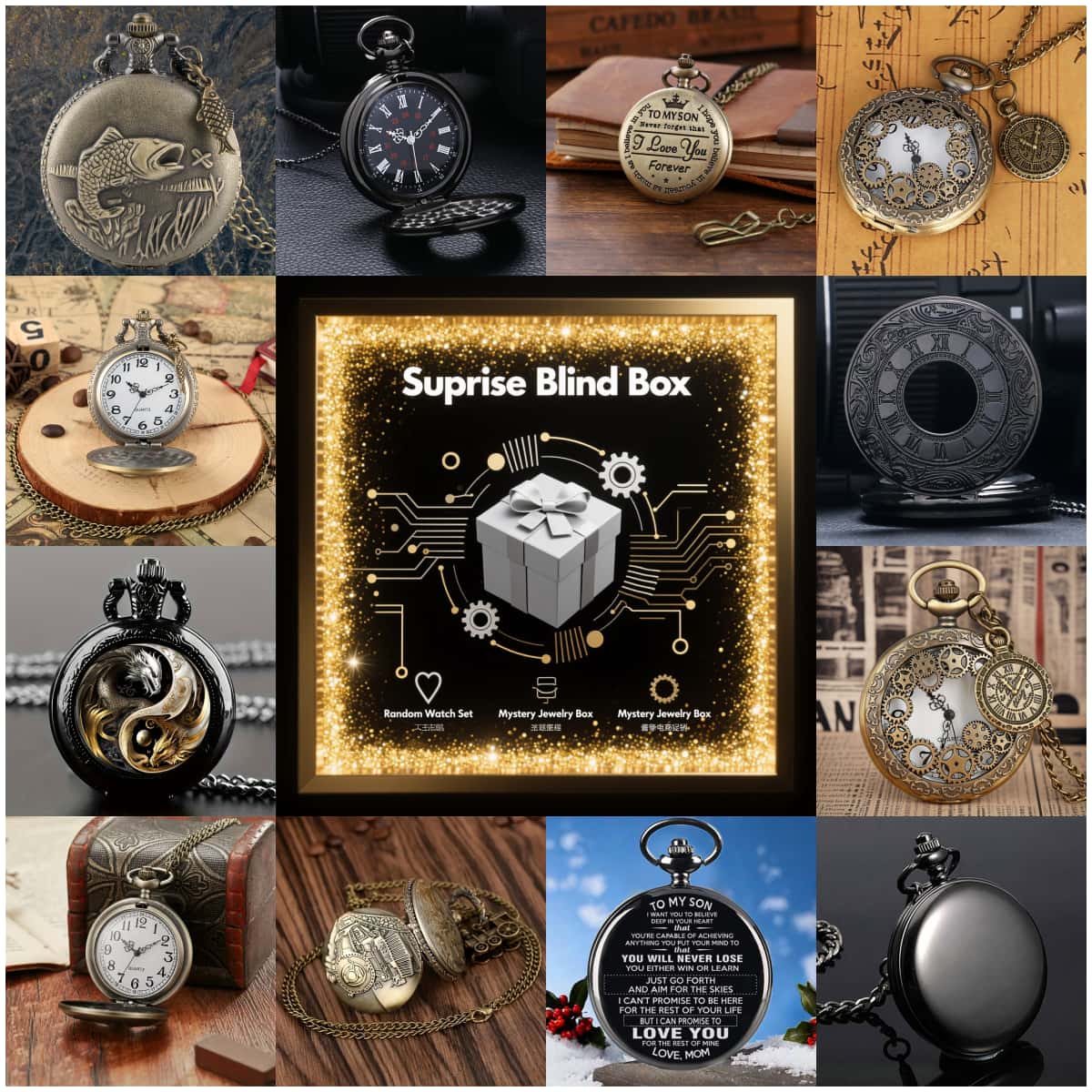 Vintage Fashion Watches - Montre mystère Surprise, boîte aveugle, mode