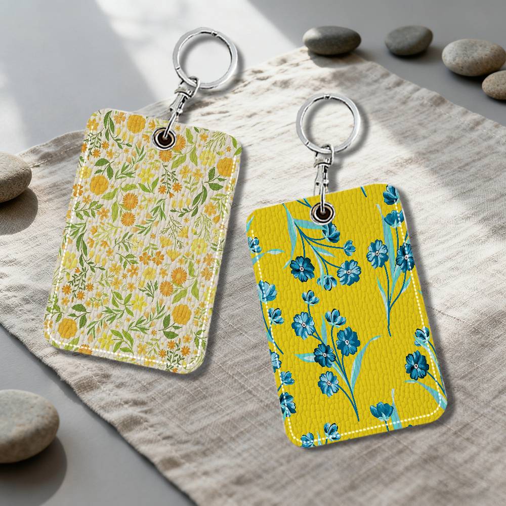 Vintage Fashion Community - Porte-clés en cuir jaune à motif