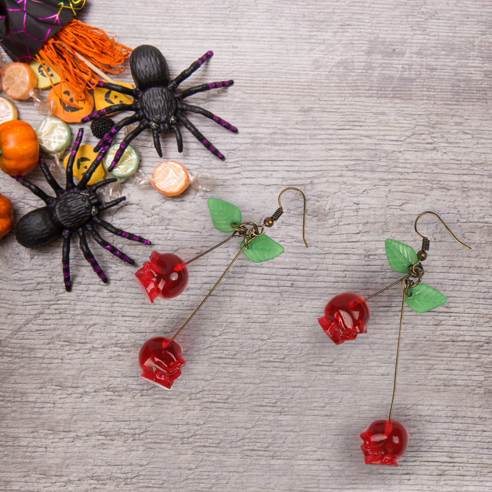 Quirky Vintage Fashion - Skull Cherry - Boucles d'oreilles en