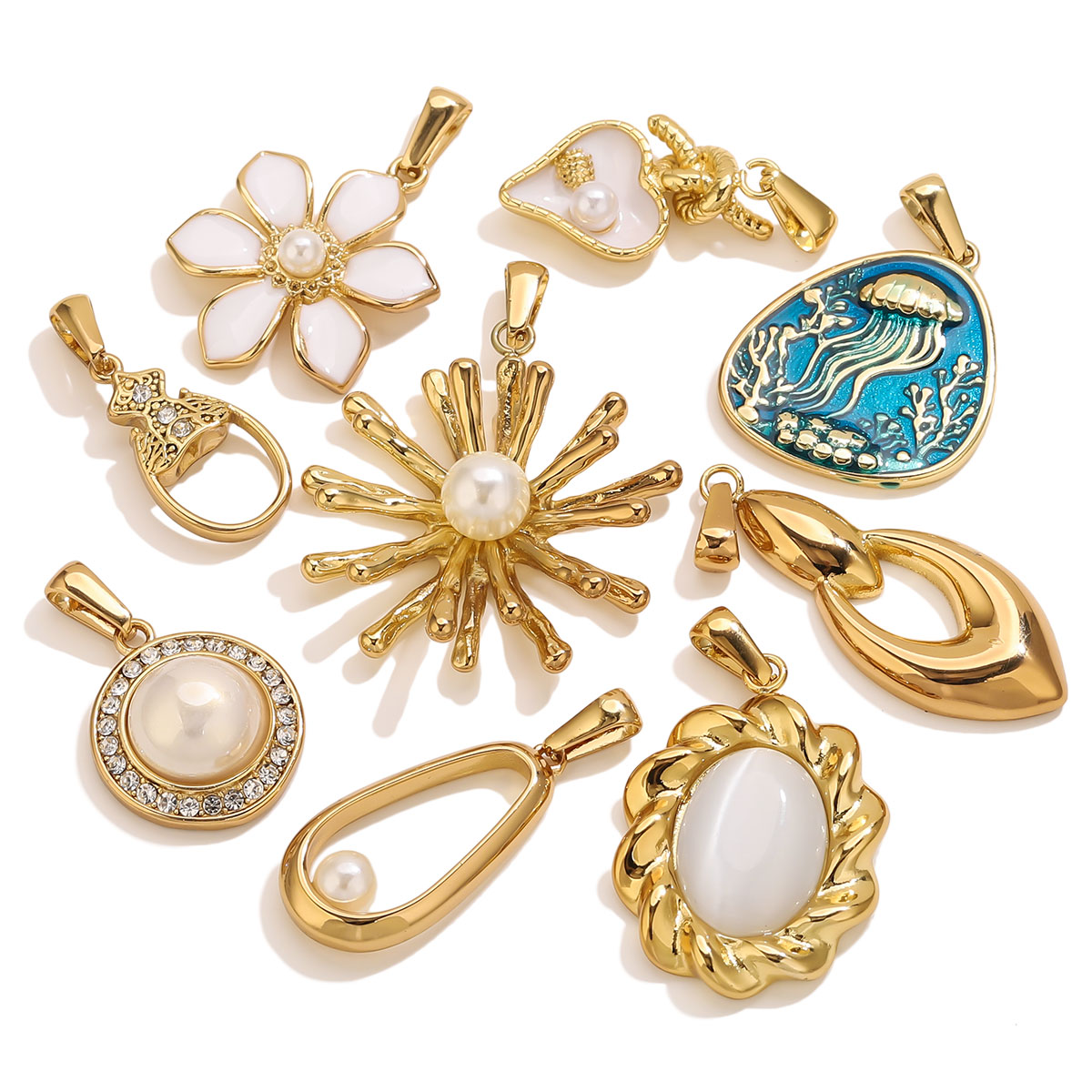 Vintage Fashion Tumblr - 1 pièce, breloques fleurs en acier