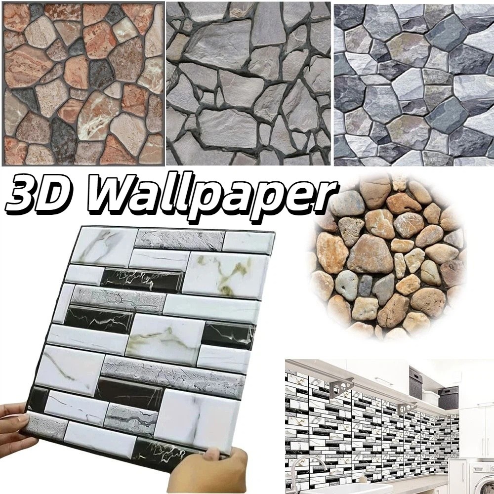 Vintage Fashion Wallpaper - Autocollants muraux 3D imitation brique imperméables,