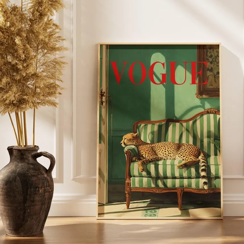 Vintage Vogue Fashion Poster - Affiche murale vintage motif animal, imprimé