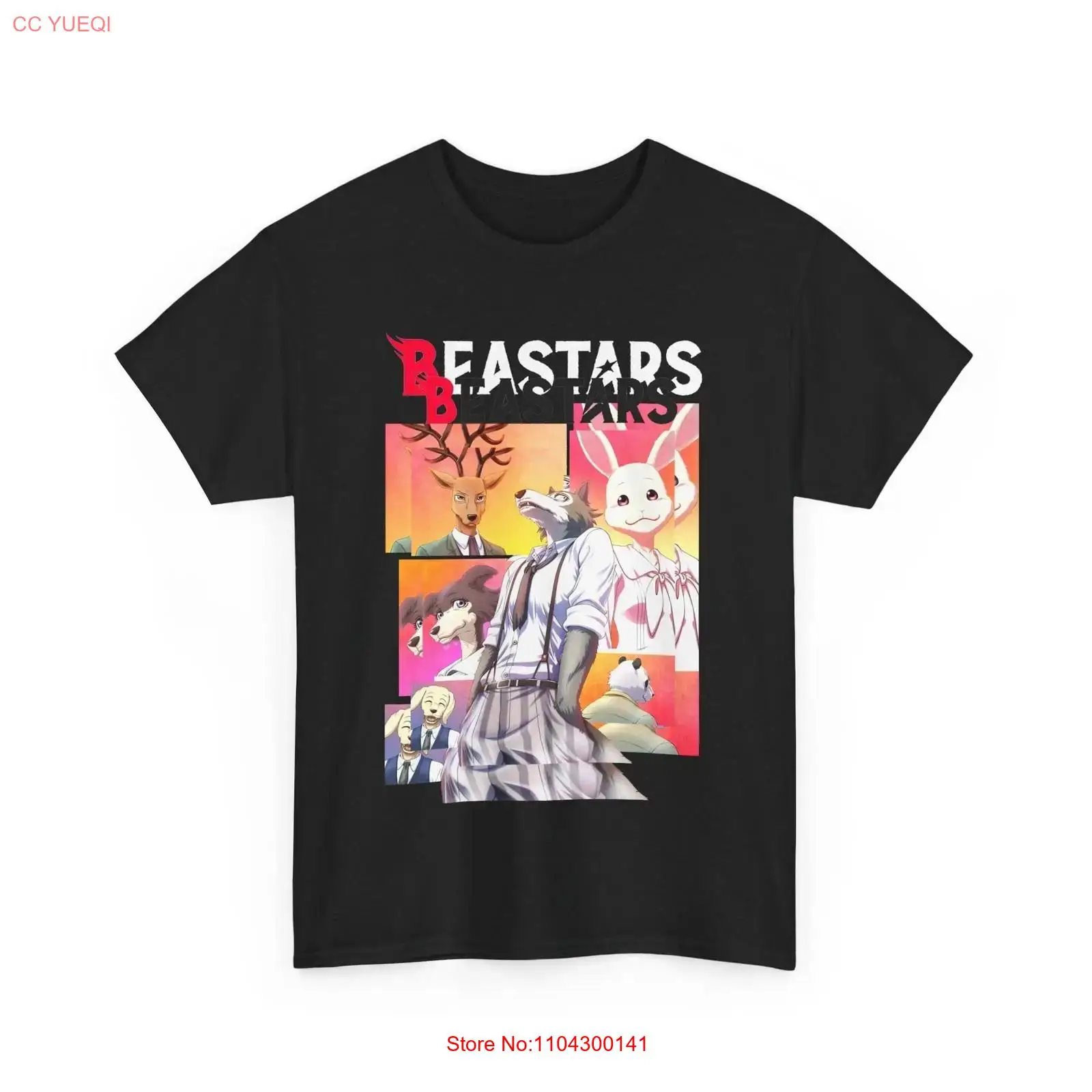Vintage Fashion Wear - T-shirt noir Legoshi d'Anime Beastars, style