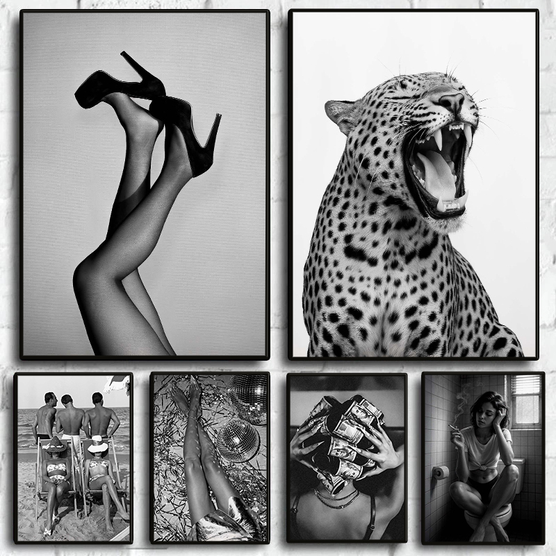 Vintage Vogue Fashion Poster - Affiche élégante en noir et blanc,