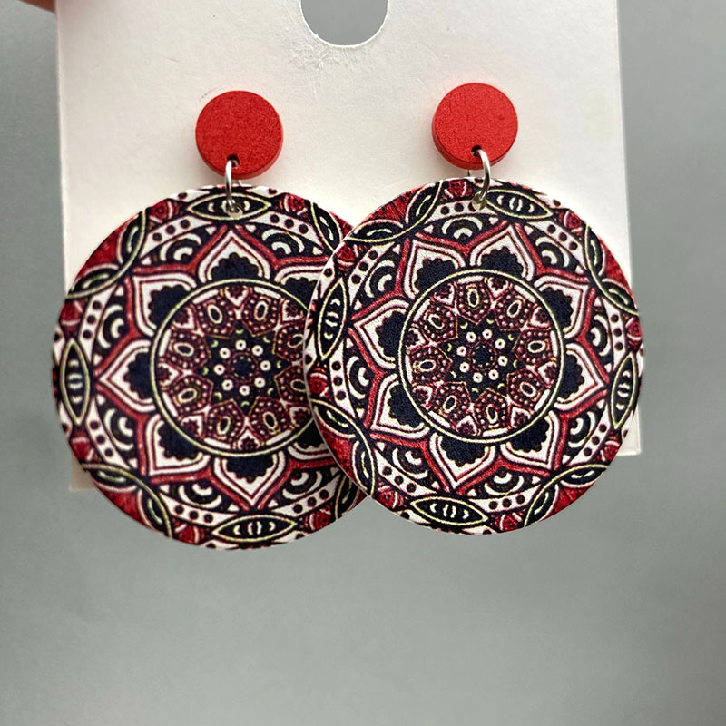 Vintage Fashion Illustrations - Boucles d'oreilles en bois imprimées rondes