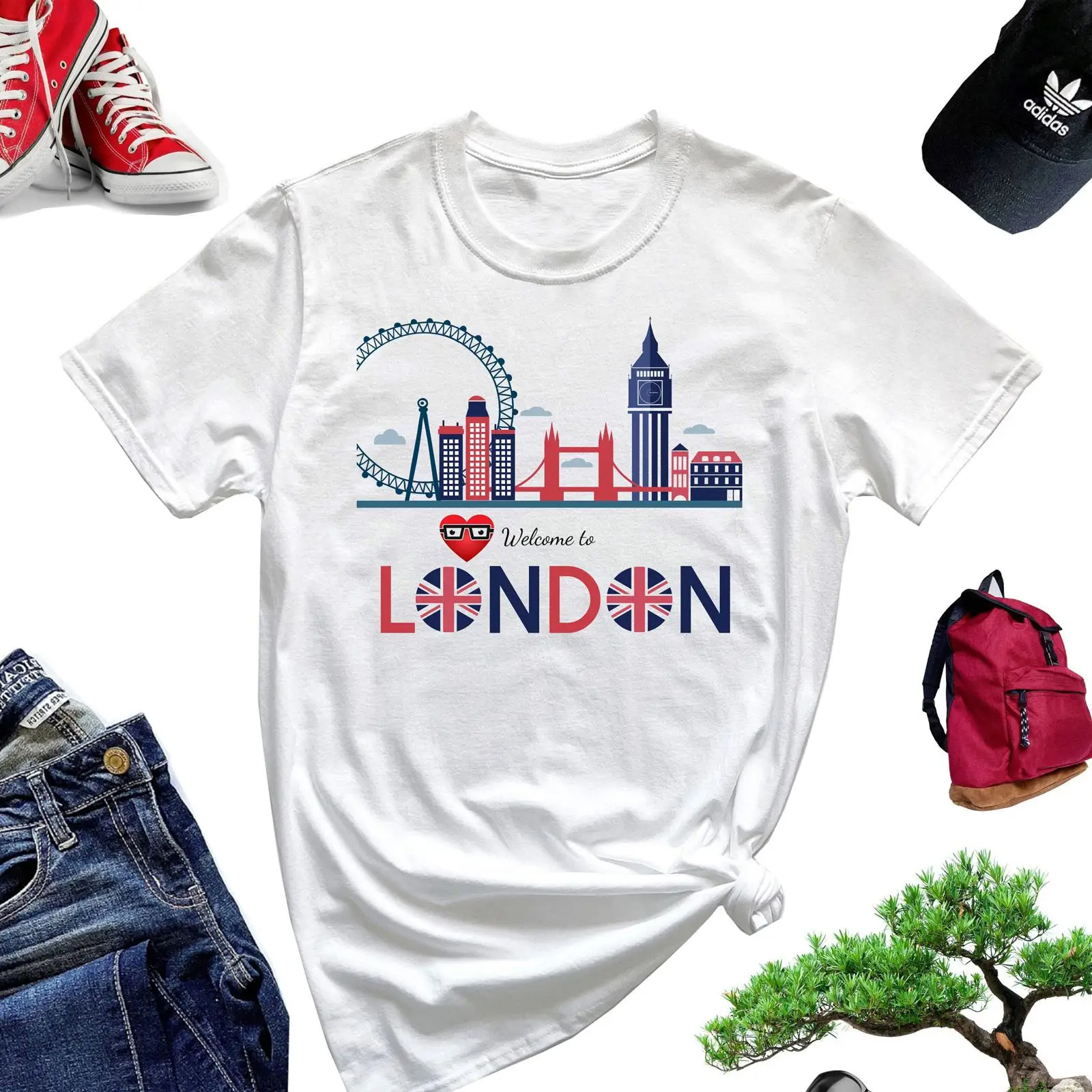 Vintage Fashion London - T-shirt Bienvenue à Londres, voyage en