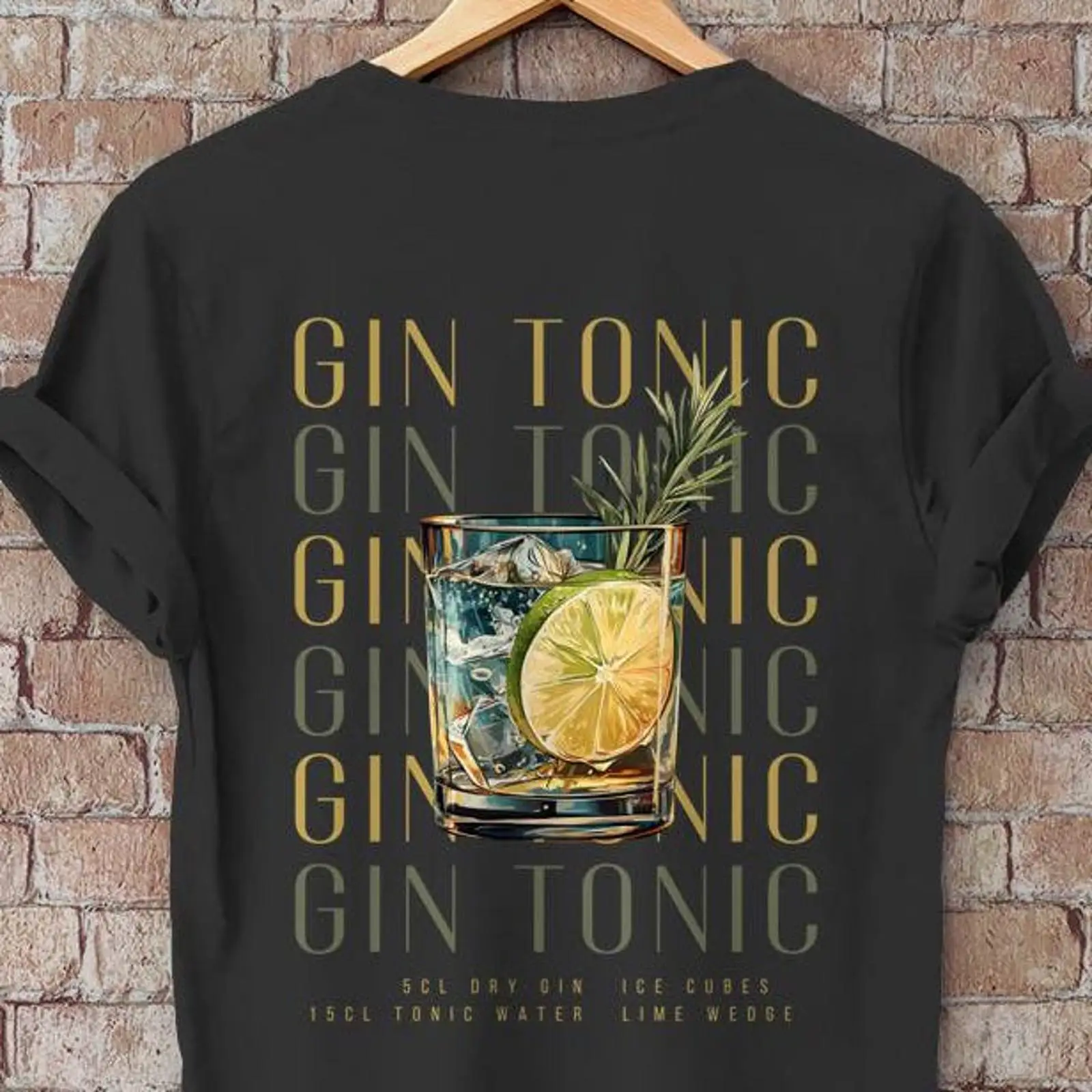 Vintage Fashion Illustrations - T-shirt Gin Tonic illustré pour les