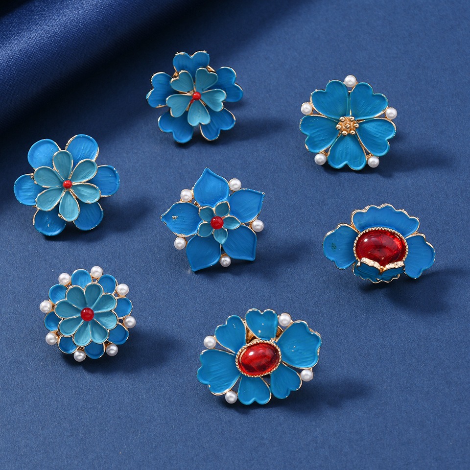 Vintage Fashion Wear - Broche vintage en émail bleu à