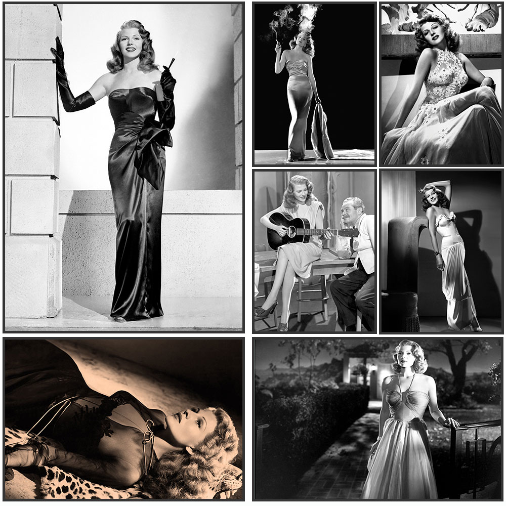 Vintage Vogue Fashion Poster - Affiche de Rita Hayworth, noir et