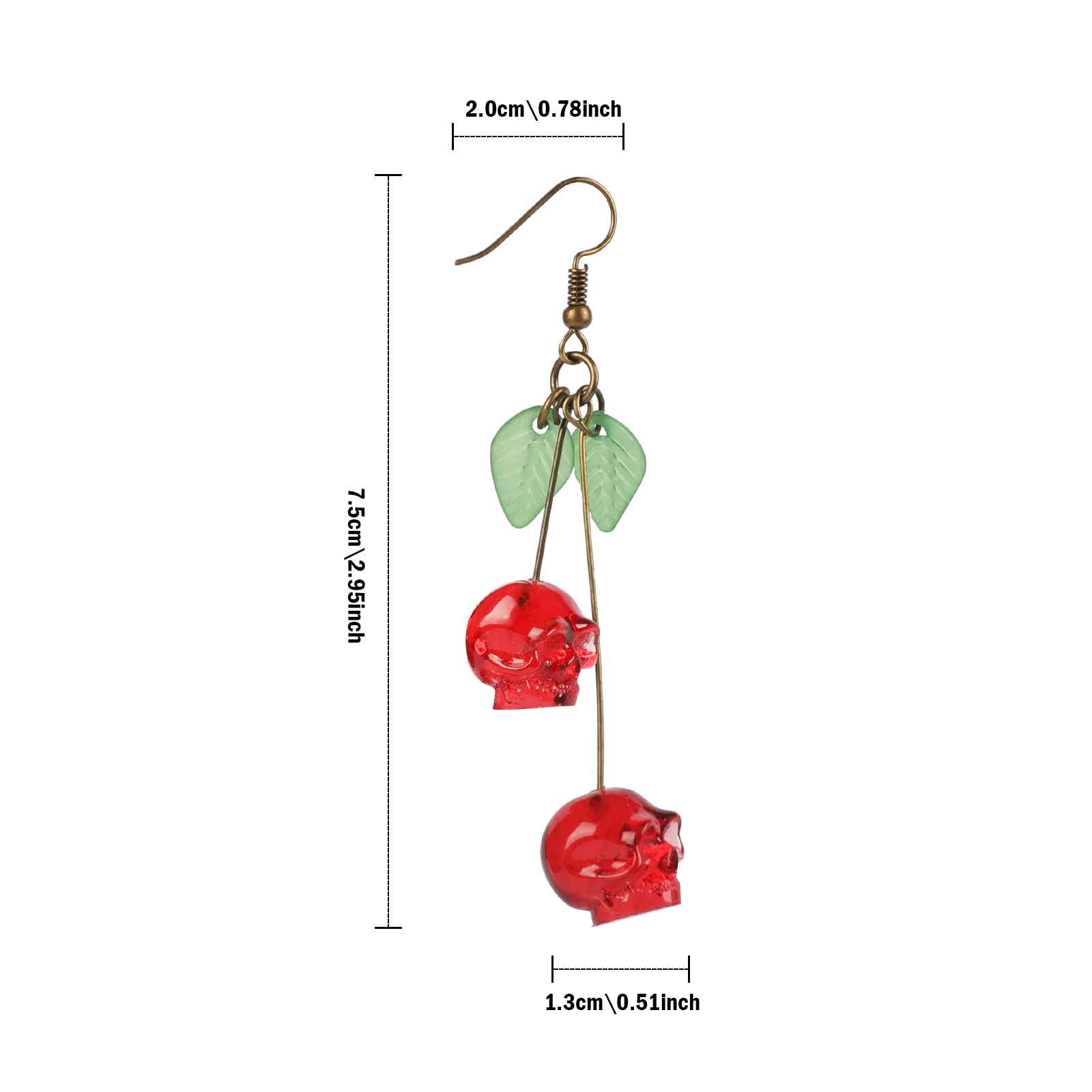 Skull Cherry - Boucles d'oreil - Quirky Vintage Fashion avis et prix